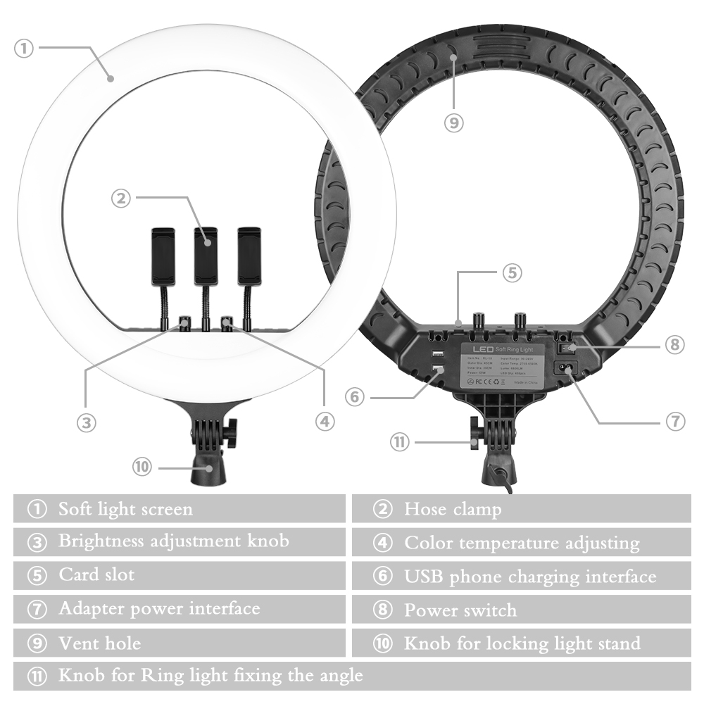 SH 18 Inch Knob Ring Light LED - Photography Lighting Wand avis et prix