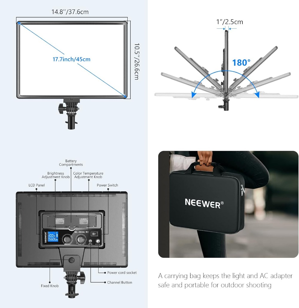 45W 4800Lux Dimmable Bi-Color  - Video Light Panel Led avis et prix