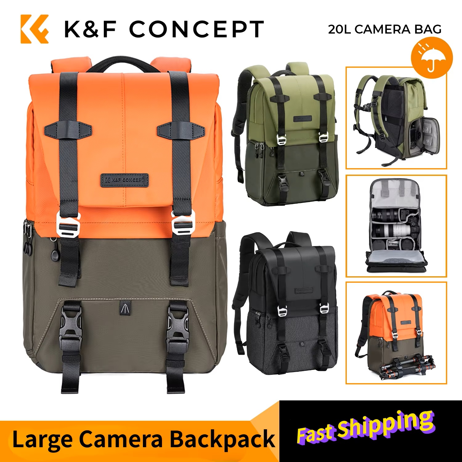 K&F CONCEPT Camera Backpack Tr - Photography Lighting Bag avis et prix