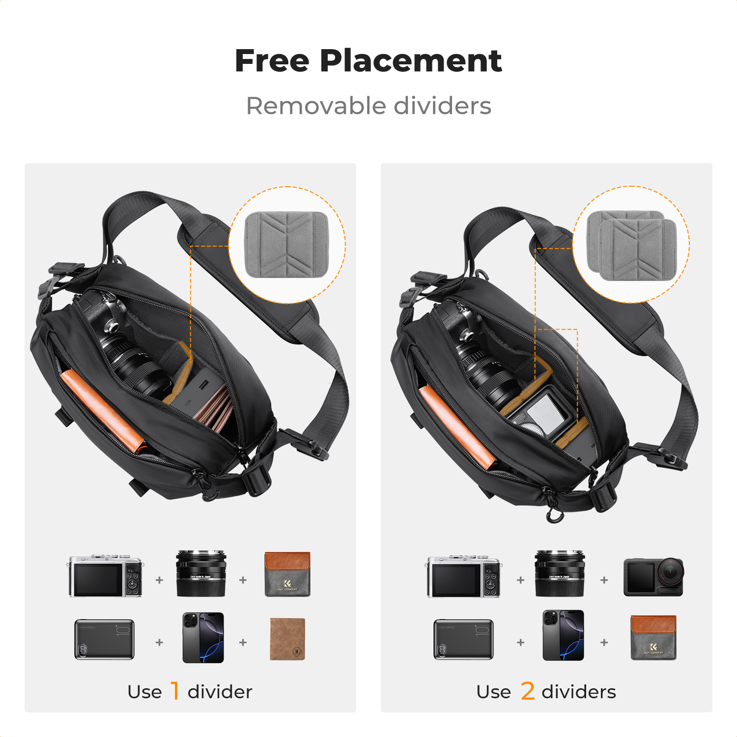 K&F CONCEPT 4L Camera Sling Ba - Photography Lighting Bag avis et prix
