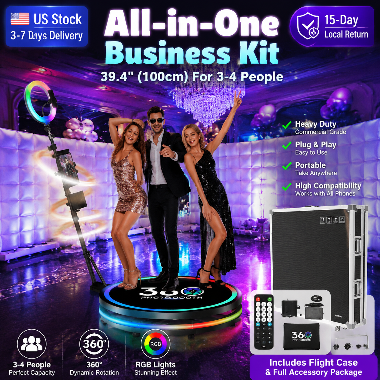 360 Photo Booth Machine with R - Photography Lighting Kit Rental avis et prix