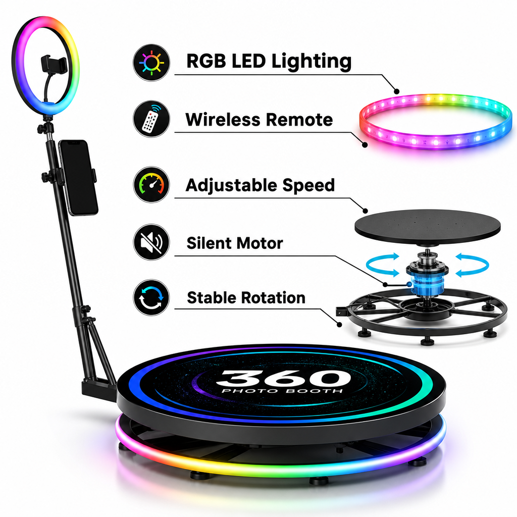 360 Photo Booth Machine with R - Photography Lighting Kit Rental avis et prix